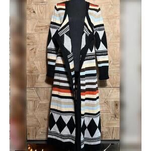 Wrangler Womens Duster Cardigan Size M Open-Front Southwestern Boho